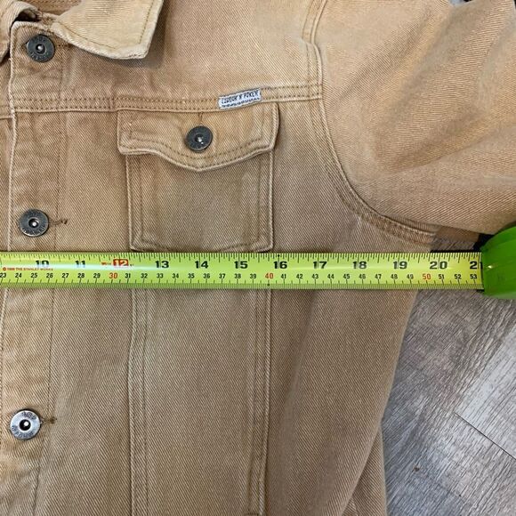 Liquor N Poker Men Denim Jean Jacket Brown Tan Large - Picture 5 of 7